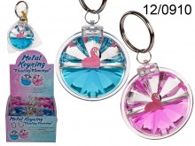Keychain with Liquid and Floating Flamingo