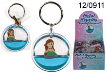 Keychain with Liquid and Floating Mermaid