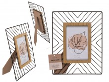 Metal photo frame with a wooden one for a 10 x 15 ...