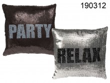 Dekoracyjna poduszka srebrno-czarna Party & Relax