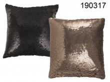 Dekoracyjna poduszka czarno-beżowa cekiny