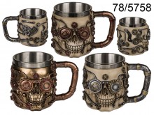 A cyborg's skull mug