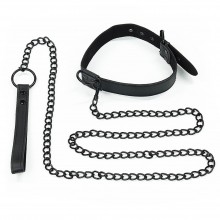 Bondage Fetish erotic collar with chain - black