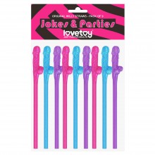 Penis straws 9 pieces - colorful