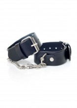 Studded leather handcuffs - black