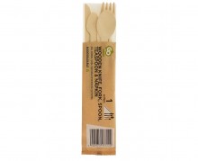 Ecological wooden cutlery - fork + knife + spoon+ ...