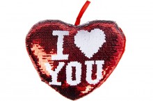I Love You heart pillow with sequins