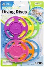 A set of 6 discs for playing underwater