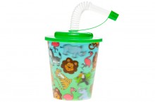 Plastic cup with a tube and a lid - wild animals ...