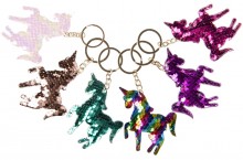 Unicorn key ring with sequins