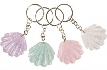 Shell keychain with glitter mix