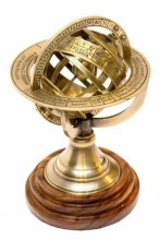 Spherical astrolabe on a wooden base
