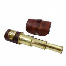 Brass and leather telescope in a leather case