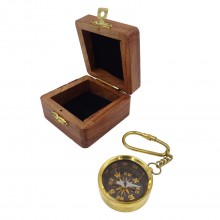 Compass keyring in a wooden box