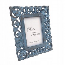 Blue wooden photo frame, photo size 15x10 cm