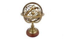 Spherical astrolabe on a wooden base 21 cm