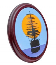 A sailing ship - enameled signboard, wooden ...