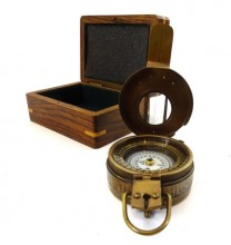 Brass military compass - engineering in a wooden ...