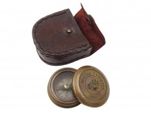 Brass compass in a leather case