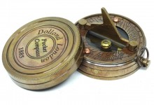 Brass compass with sundial
