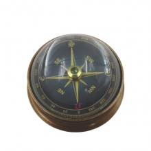 Brass lenticular compass with floating black dial