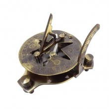 Brass sundial with compass, antique finish