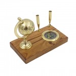 Desk set with a globe, compass and pen holder