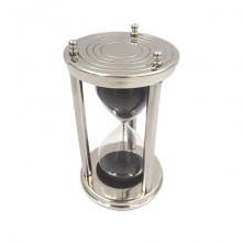Metal hourglass with black sand