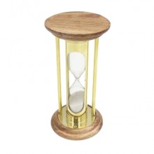 Brass and wooden hourglass 5 minutes