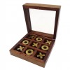 Tic-tac-toe - game in a wooden box with a glass top