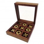 Kółko i krzyżyk - gra w pudełku drewnianym ze szklanym topem