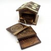Wooden cup pads 6 pcs + house stand