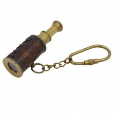 A brass and leather bezel keyring
