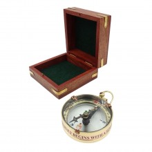 Brass Map Reader compass in a wooden box