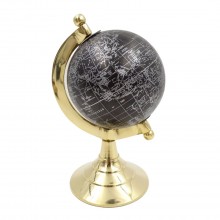Decorative globe with a black world map