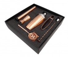 Exclusive bartender set coated with a copper ...