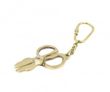 Fashion designer keychain - brass scissors