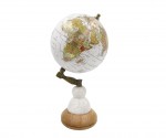 Globus dekoracyjny Voyager na podstawie marmurowo-drewnianej