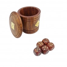 Game dice in a barrel type box