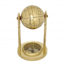 Decorative brass globe with compass