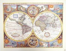 Retro World Map - John Speed, 1651 - reprint