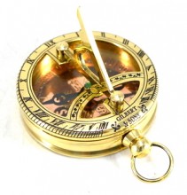 Brass sundial with compass with opening lid