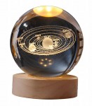 Хрустальный шар на деревянной основе Светодиодная солнечная система