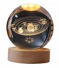 Crystal ball on a wooden base LED solar system