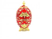 Faberge egg replica - red and gold, with a rose ...