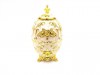 Replika jaja Faberge - biało-złote, z motywem róży