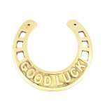 Mosiężna Podkowa Szczęścia 15cm z Napisem "Good Luck"