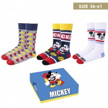 3 pairs Mickey Mouse socks, size 36-41