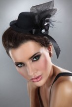 Hair ornament - a black hat with feathers