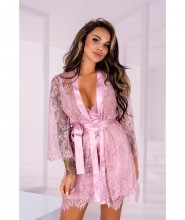 Lace bathrobe Sheer pink 2XL